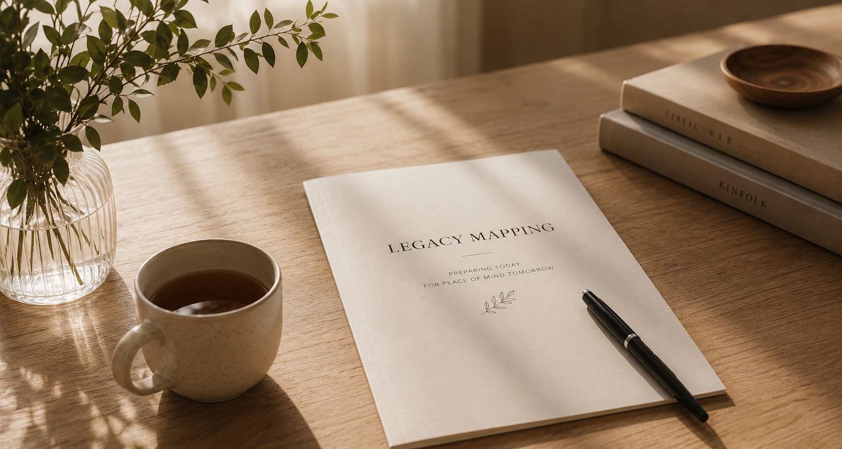 A Legacy Mapping consultation — documents and wishes organised at the table.